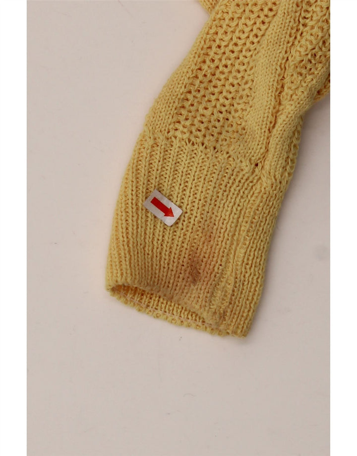 VINTAGE Femmes Bateau Cou Jumper Pull UK 12 Moyen Jaune Acrylique