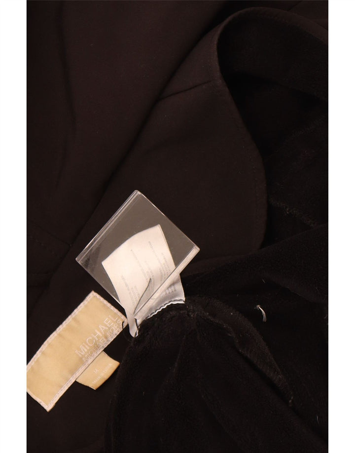 MICHAEL KORS Womens Hooded Overcoat UK 14 Medium Black Polyester