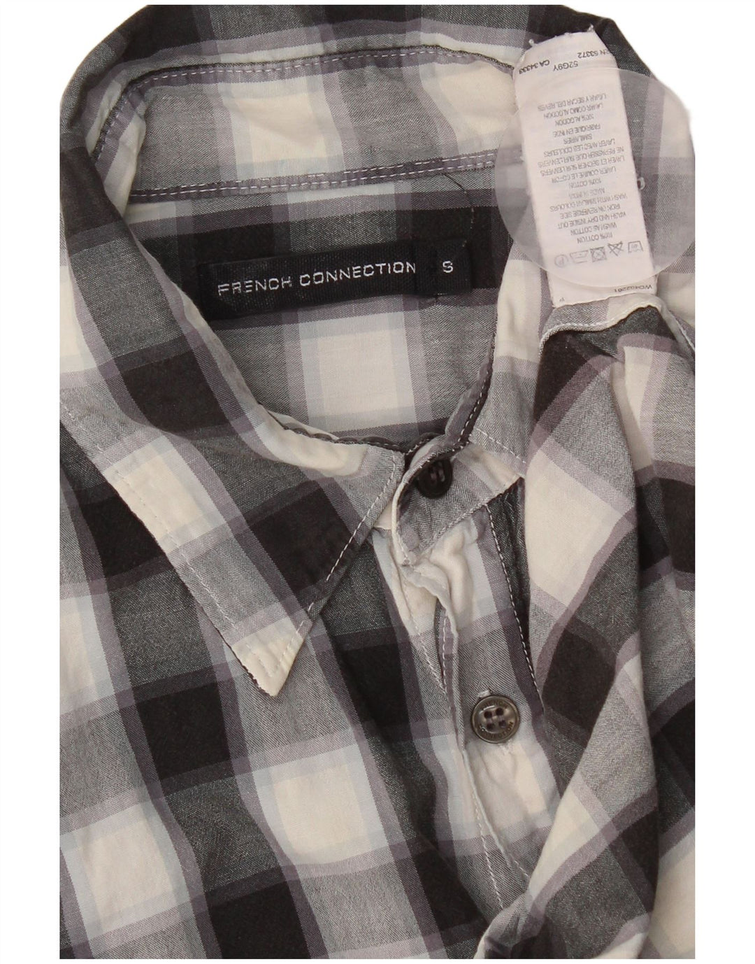 French Connection Chemise Homme Petit Carreau Noir Coton
