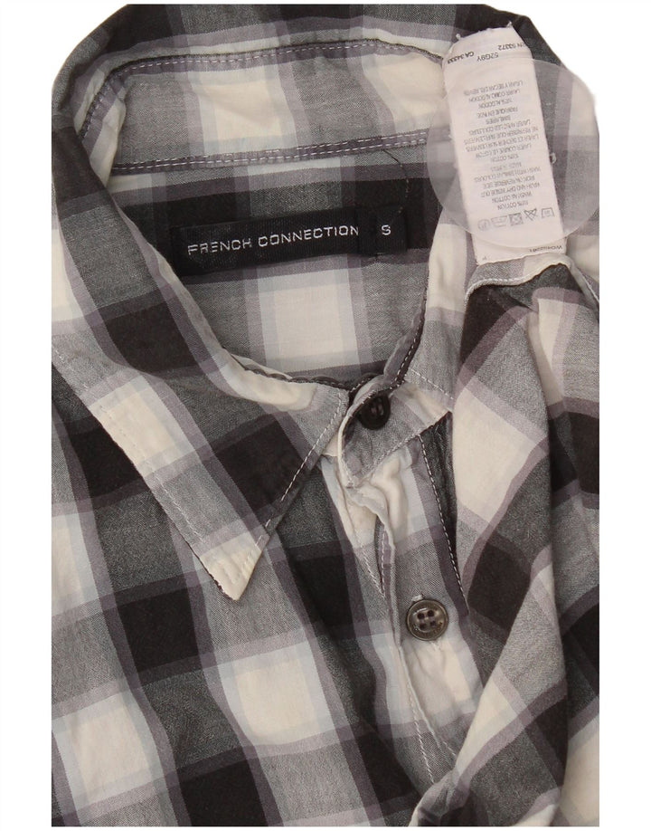 French Connection Chemise Homme Petit Carreau Noir Coton