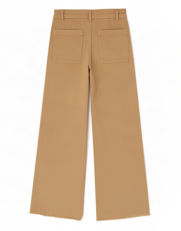 Zara Jean taille haute jambe large pour femme EU 44 XL W34 L27 Coton beige