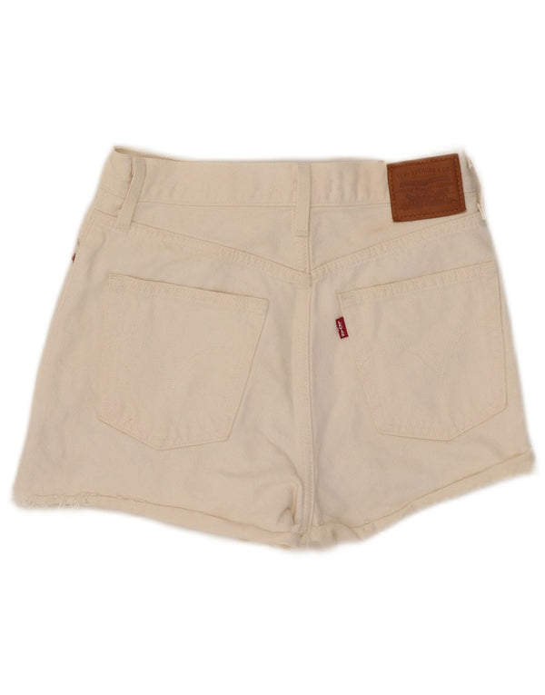Levi's Short En Jean Taille Haute Femme W27 Small Blanc Cassé Coton