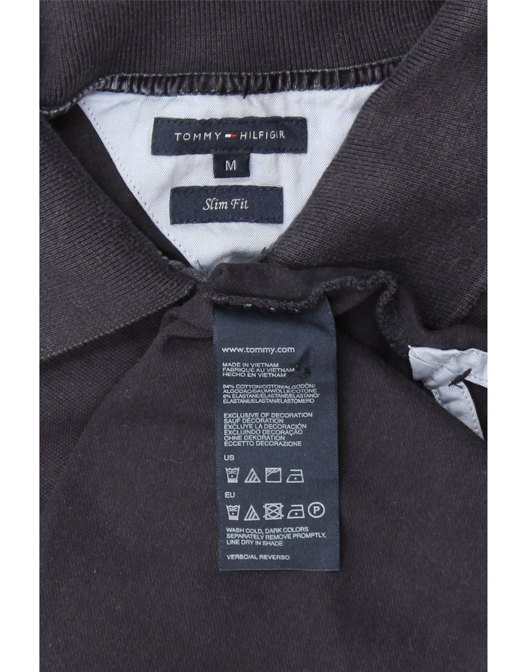 TOMMY HILFIGER Polo Slim Fit pour Femme UK 12 Bleu Marine Moyen