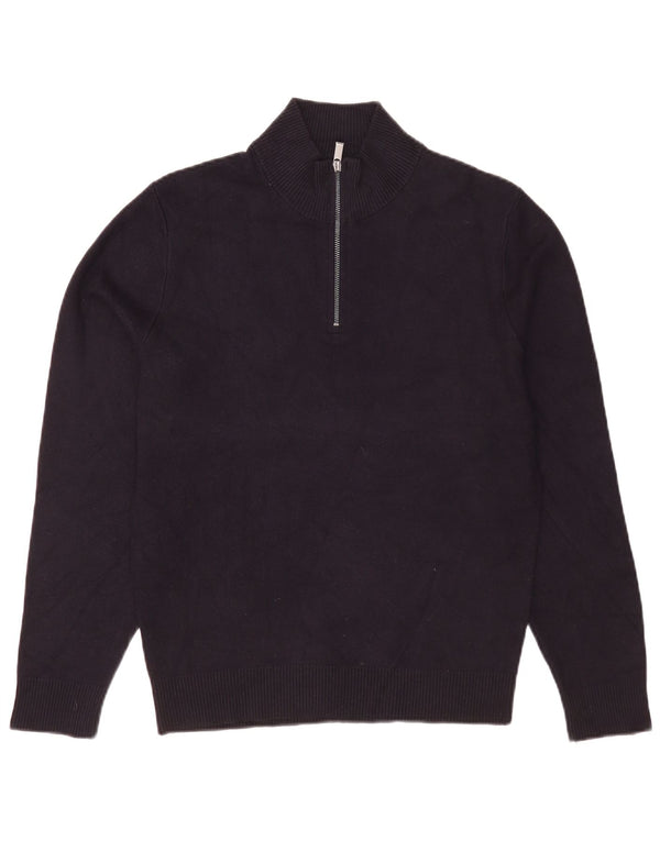 Massimo Dutti Pull Col Zippé Homme Bleu Marine Moyen