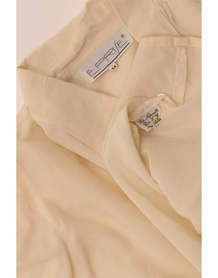 vintage Femmes Longline Chemise surdimensionnée Blouse EU 44 XL Soie Beige