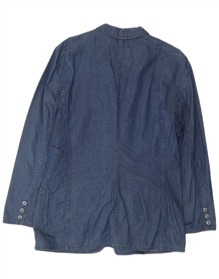 Krizia Jeans Veste blazer en jean à 1 bouton pour femme IT 46 Large Bleu Coton