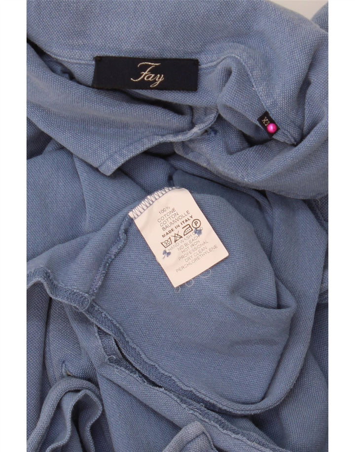 Fay Chemise à manches 3/4 pour homme 2XL Bleu Coton