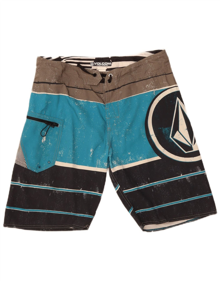 Volcom Short de bain homme en polyester color block bleu moyen