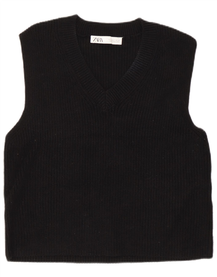 Zara Womens Vest Débardeur UK 14 Moyen Noir