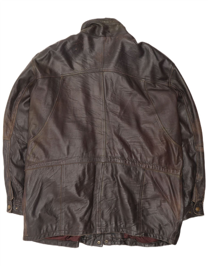 Veste en cuir homme vintage UK 44 2XL Cuir noir