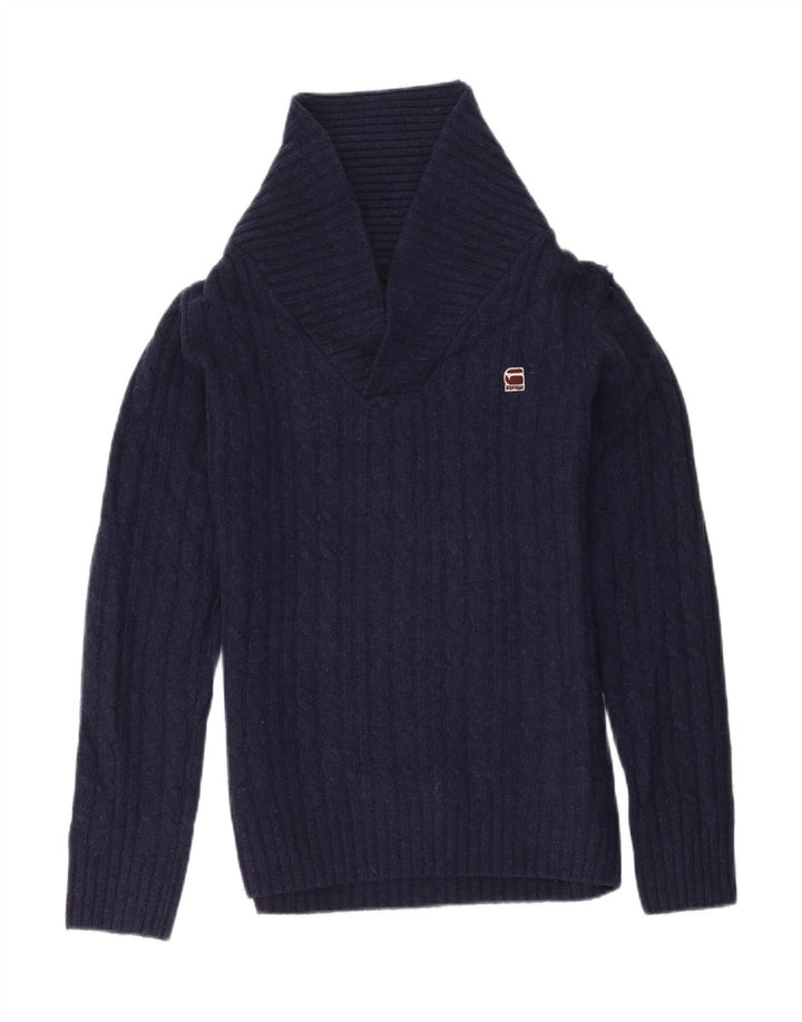 G-Star Pull à Col Châle Homme Bleu Marine Moyen Laine