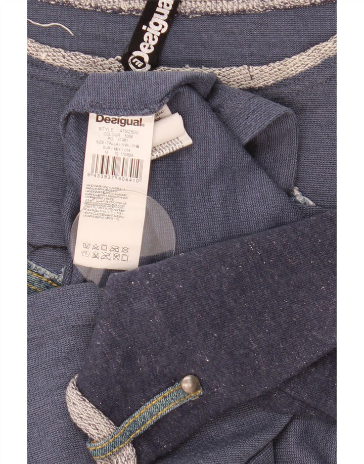 Desigual Haut Graphique Femme Manches 3/4 UK 14 Bleu Marine Moyen Patchwork