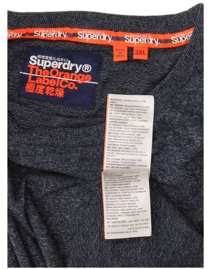 Superdry T-Shirt Homme Top 3XL Bleu Marine Moucheté Coton