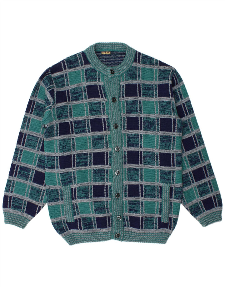 Nadia Cardigan pour homme en laine à carreaux bleu marine
