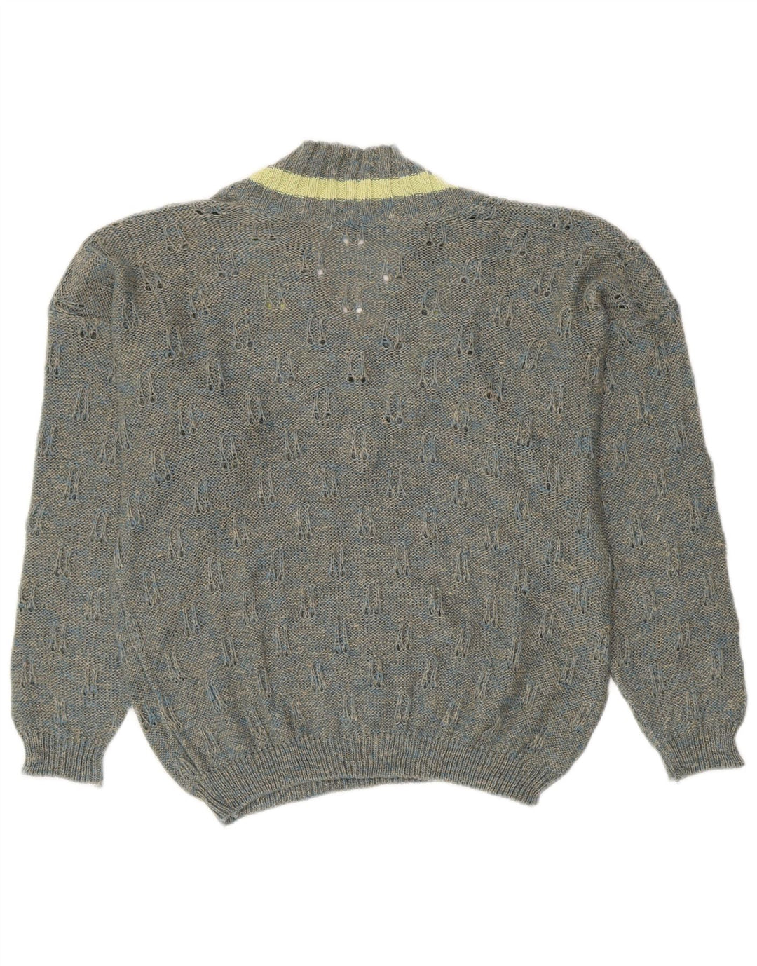 VINTAGE Pull col V femme UK 18 XL Gris