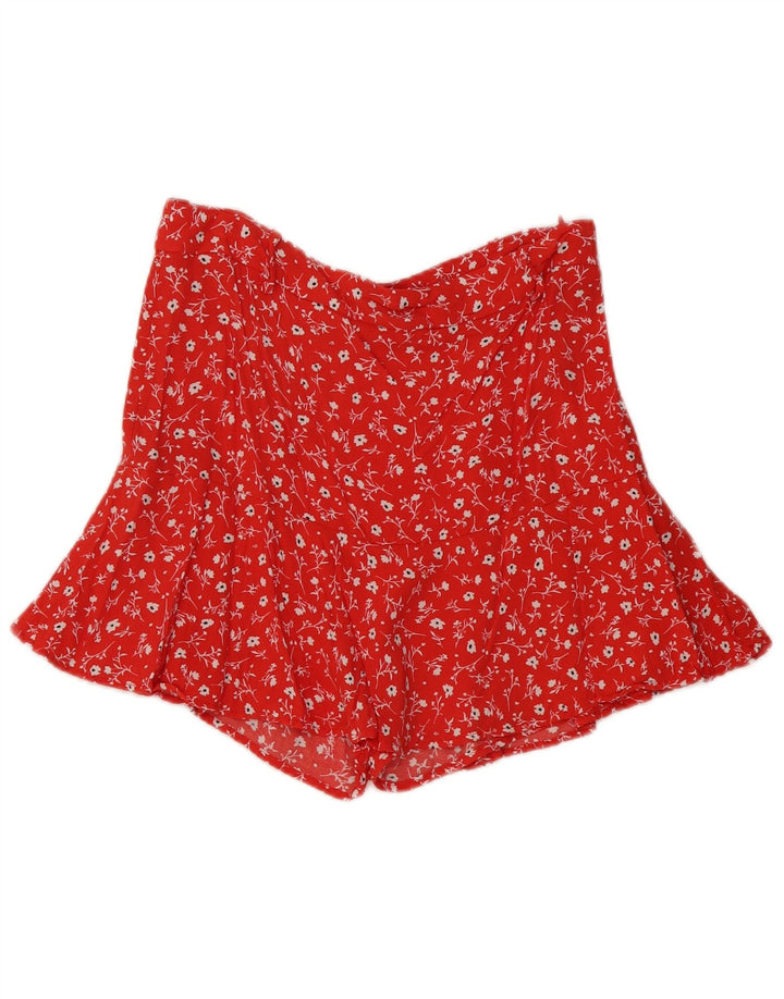 ZARA Jupe-short pour femme UK 14 Large Rouge Floral