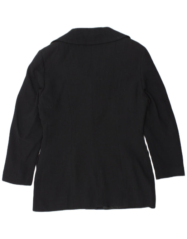 vintage Femme 4 Bouton Blazer Veste IT 48 XL Laine Bleu Marine