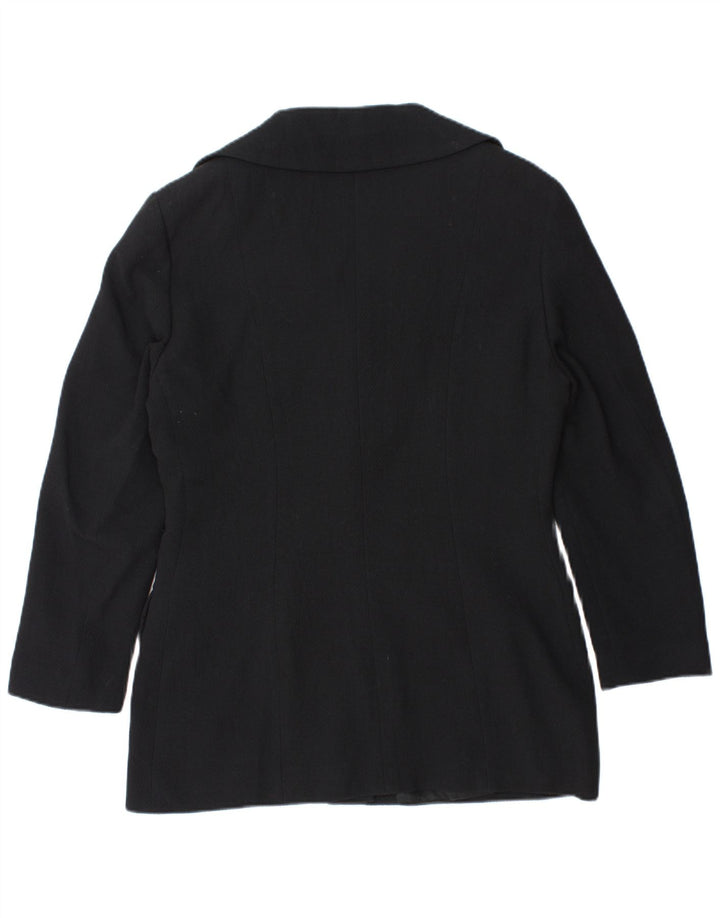 vintage Femme 4 Bouton Blazer Veste IT 48 XL Laine Bleu Marine