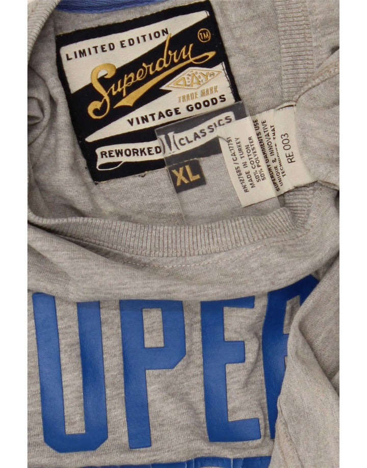 Superdry T-Shirt Graphique Top XL Gris Coton Homme