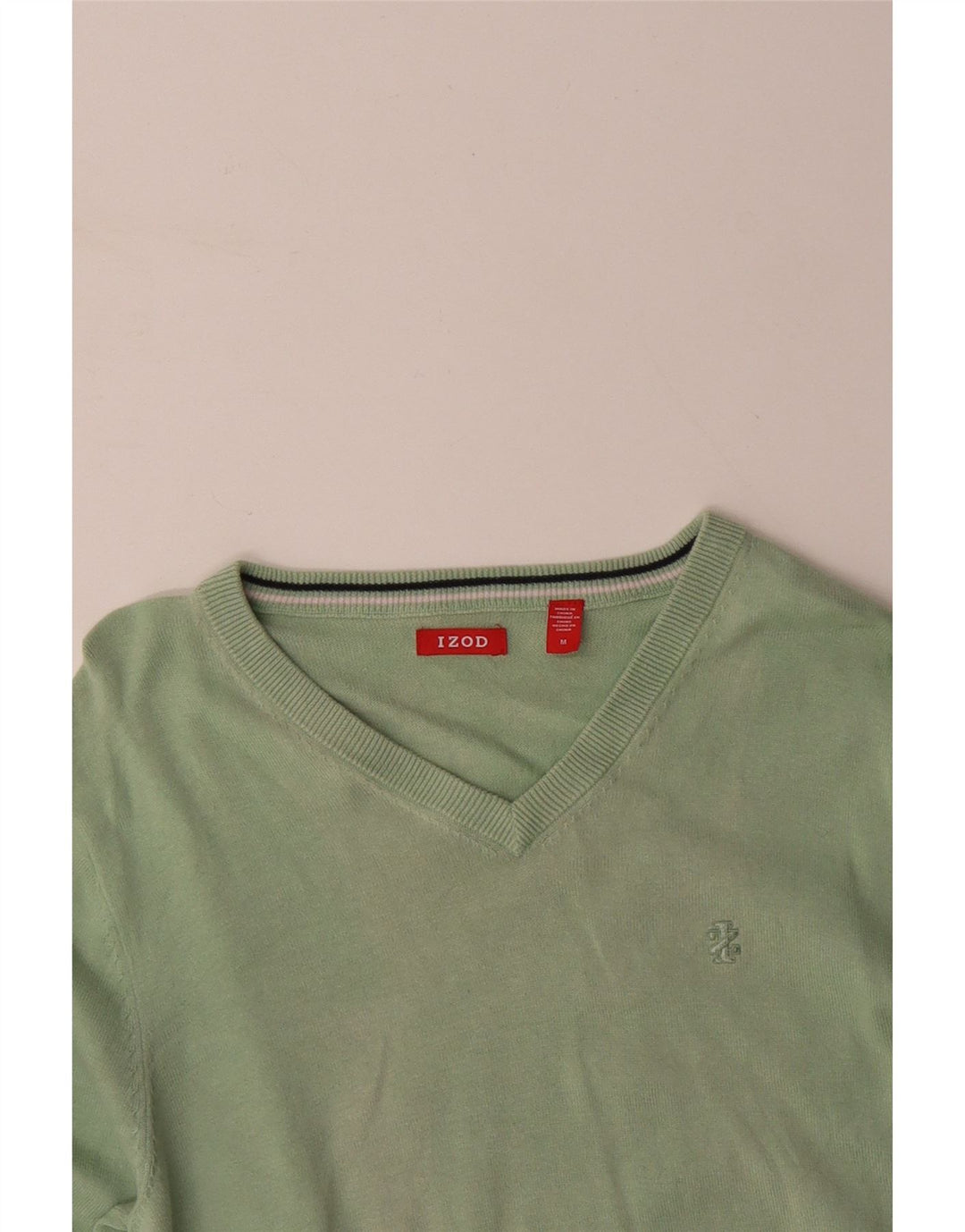 IZOD Pull Col V Homme Vert Moyen Coton