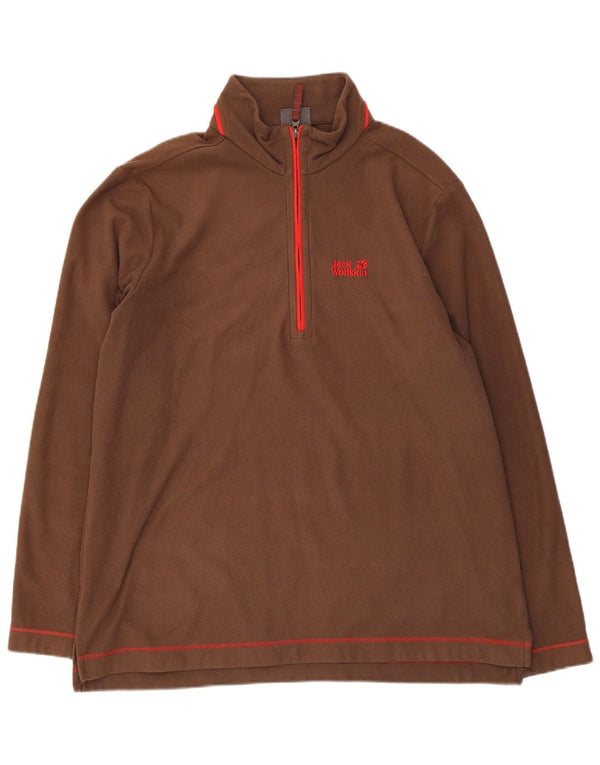 Jack Wolfskin Pull polaire à col zippé pour homme UK 44/46 XL Marron Polyester
