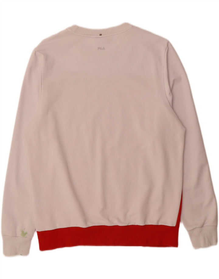 FILA Mens Graphic Sweatshirt Jumper IT 52 Large Red Colourblock Cotton Vintage Fila and Second-Hand Fila from Messina Hembry 