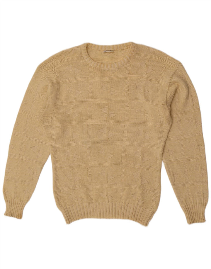 VINTAGE Pull col rond homme jaune moyen
