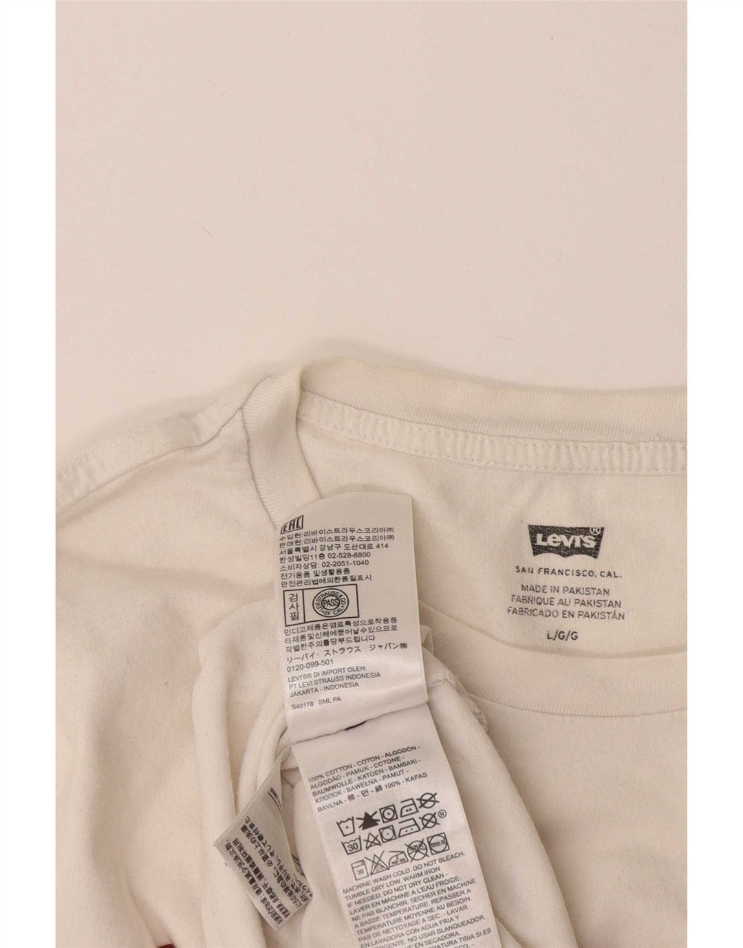 Levi's T-Shirt Graphique Homme Blanc Large Coton
