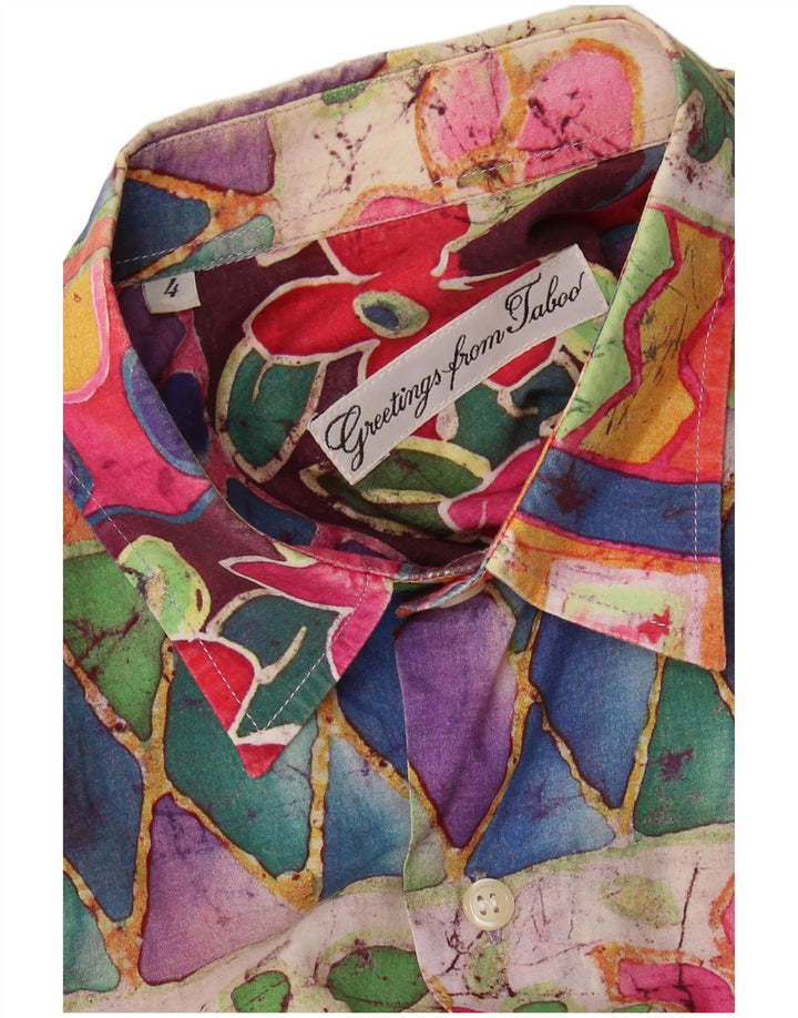 VINTAGE Chemise à manches courtes pour hommes Grand motif géométrique multicolore