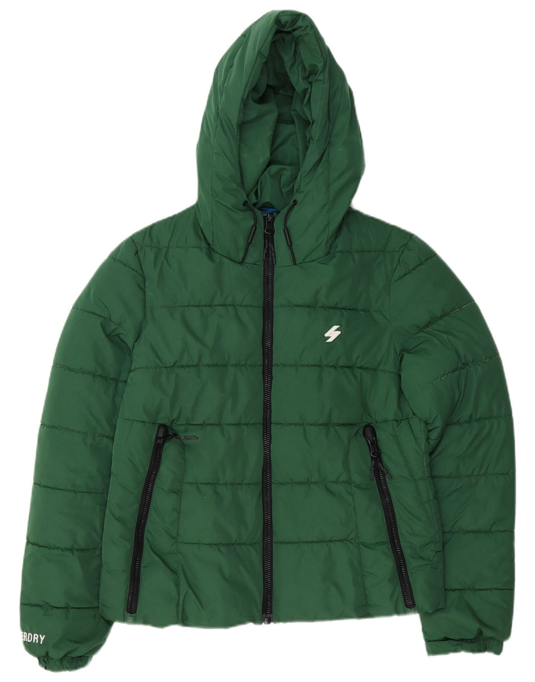 Superdry Veste matelassée surdimensionnée à capuche pour femme UK 10 Small Vert Polyester