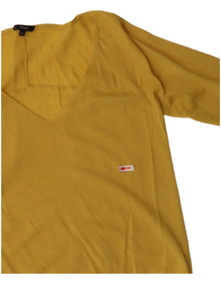 Hobbs Pull col V pour femme UK 12 Laine jaune moyen