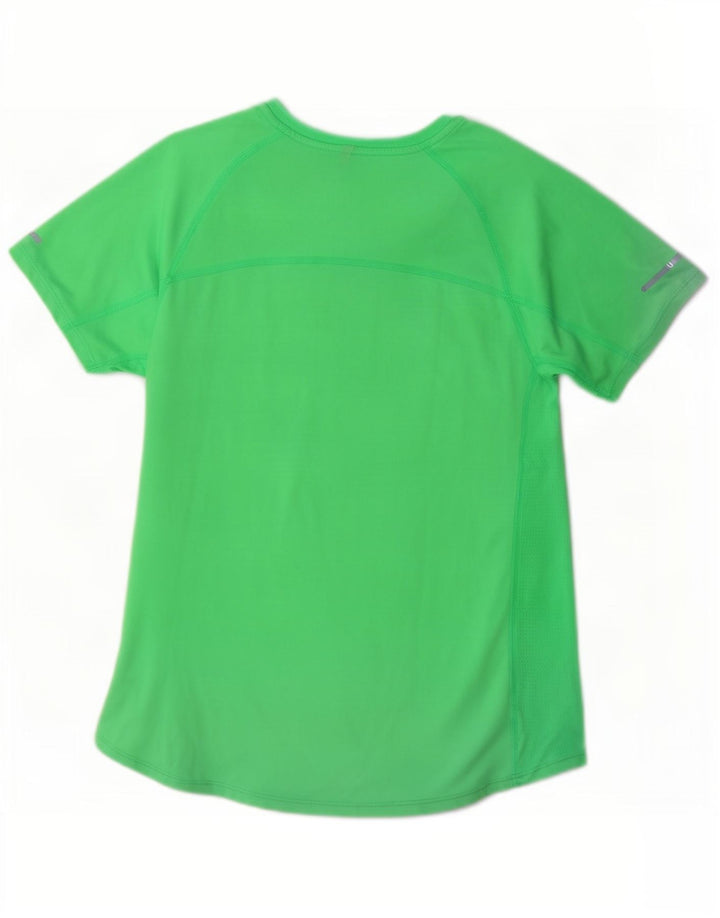Nike Womens Dri Fit T-Shirt Top UK 12 Vert Moyen Polyester