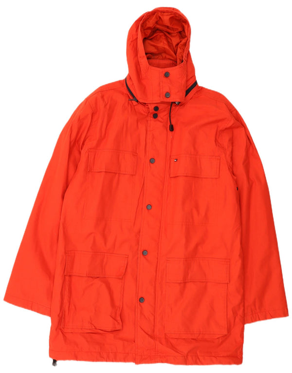 Tommy Hilfiger Manteau coupe-vent à capuche pour homme UK 40 Grand coton rouge
