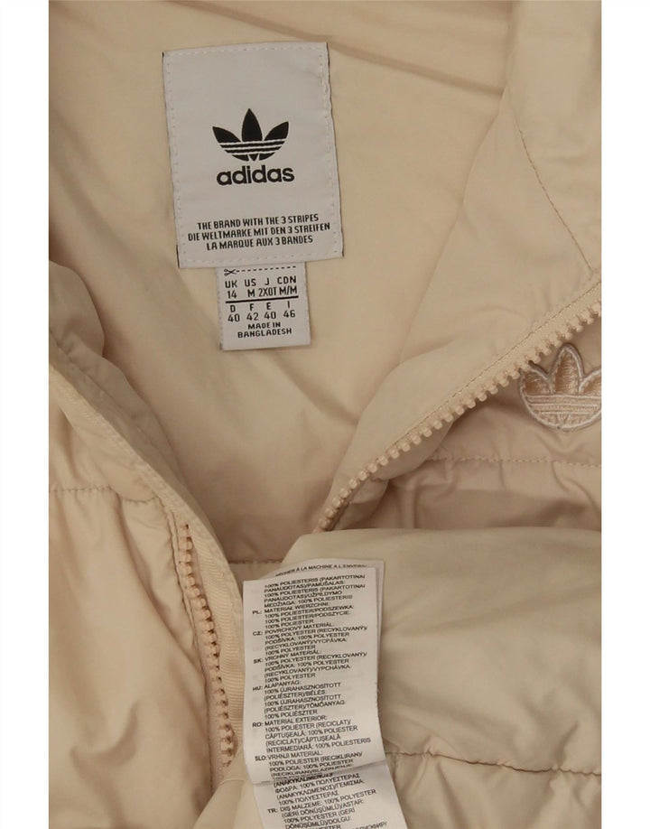 Adidas Veste rembourrée à capuche pour femme UK 14 Medium Off White Polyester