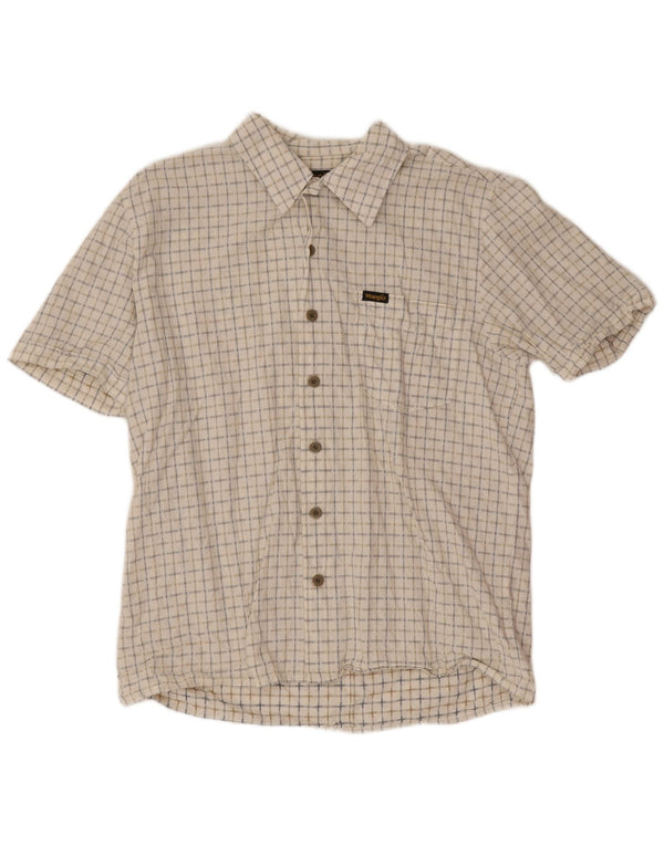 Wrangler Chemise à manches courtes pour homme Coupe classique en coton à carreaux Blanc moyen