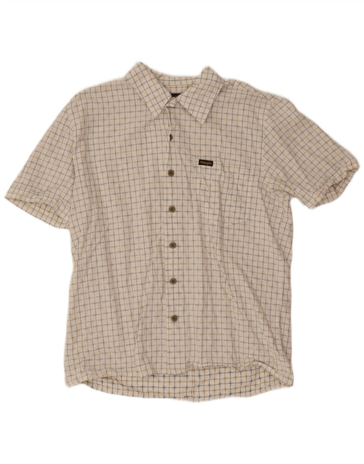 Wrangler Chemise à manches courtes pour homme Coupe classique en coton à carreaux Blanc moyen