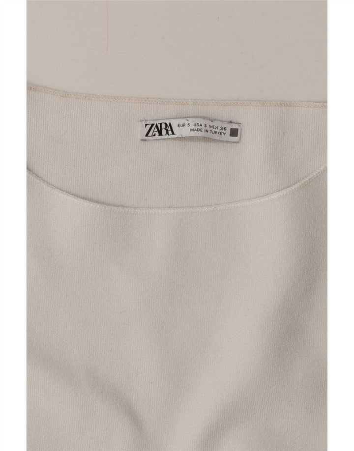 Zara Womens Crop Batwing Blouse Top UK 8 Petit Blanc