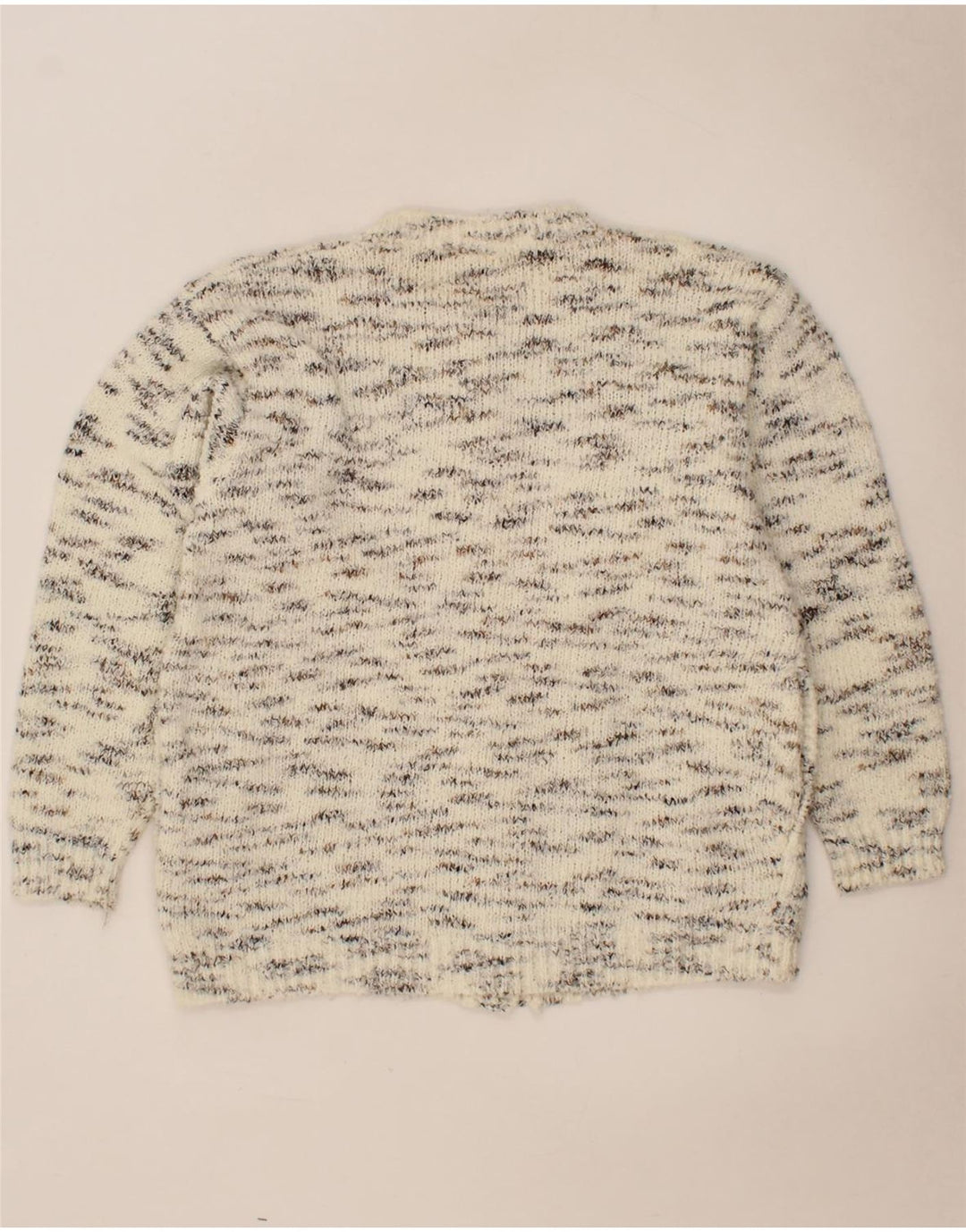 VINTAGE Womens Cardigan Sweater UK 14 Medium Off White Argyle/Diamond Vintage Vintage and Second-Hand Vintage from Messina Hembry 