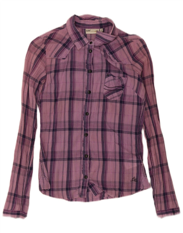 Lee Chemise Femme UK 10 Petit Violet Plaid Coton