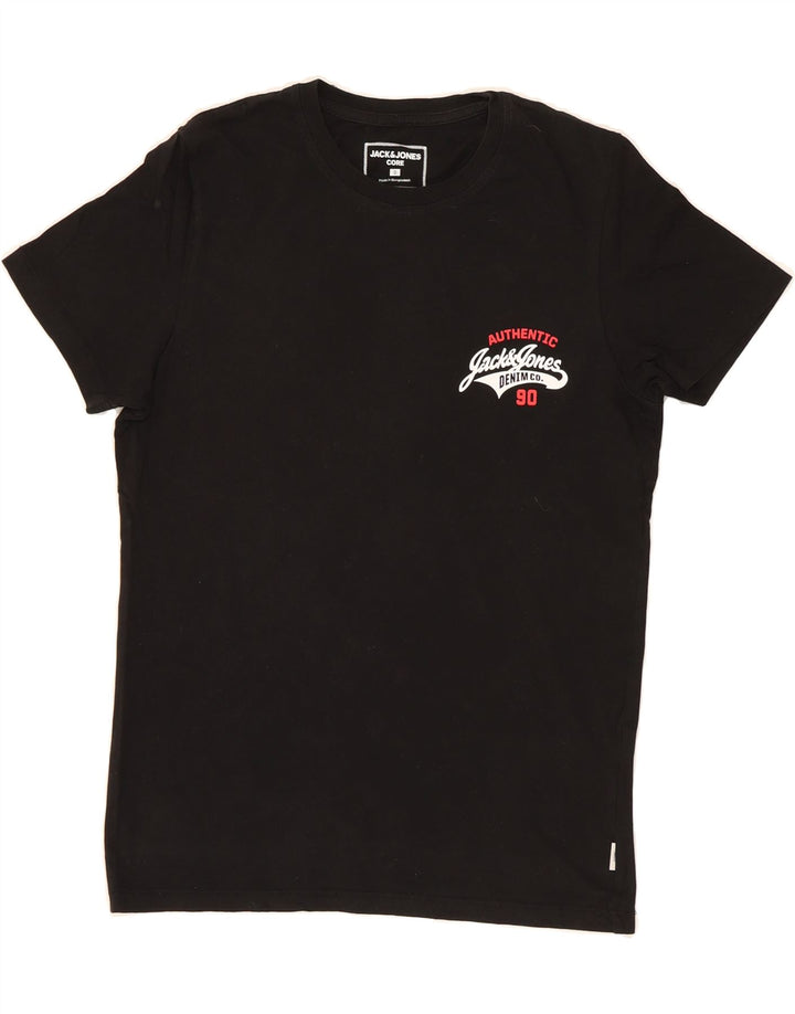 JACK & JONES Mens T-Shirt Top Small Black Cotton Vintage Jack & Jones and Second-Hand Jack & Jones from Messina Hembry 