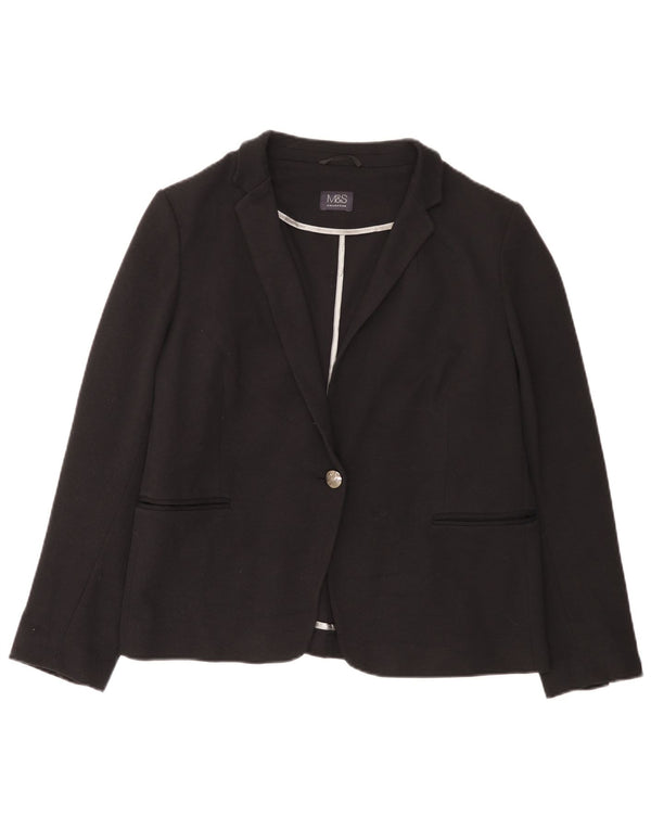 Marks & Spencer Veste blazer 1 bouton pour femme UK 20 2XL Coton noir