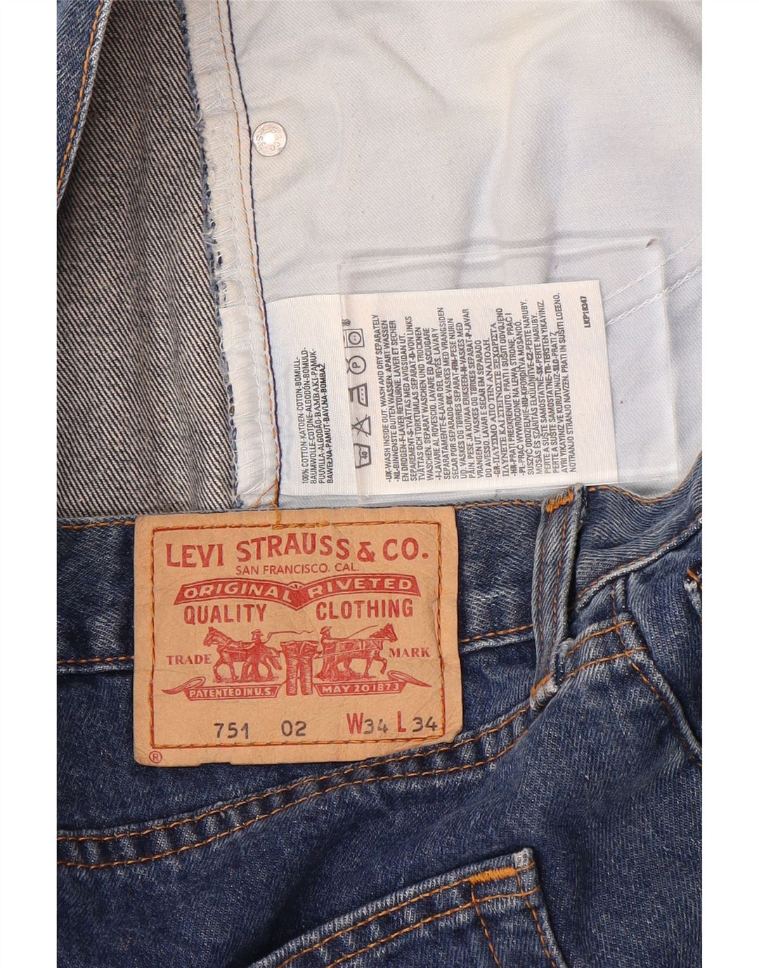 LEVI'S Jean Droit 751 Homme W34 L29 Bleu Coton