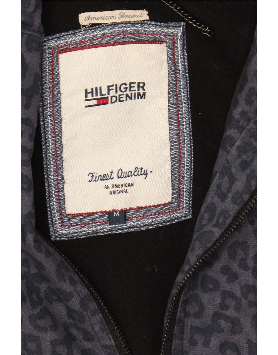 TOMMY HILFIGER Womens Parka Jacket UK 14 Medium Navy Blue Animal Print