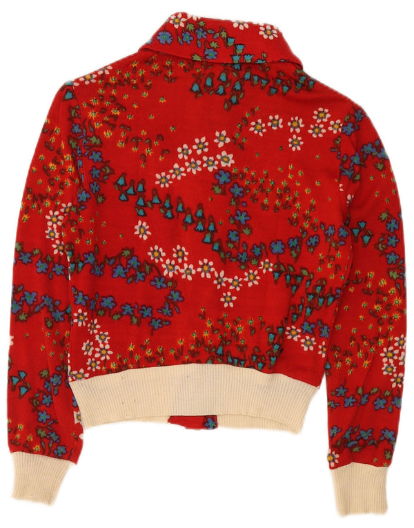 LUISA SPAGNOLI Pull cardigan court pour femme UK 10 Petit floral rouge