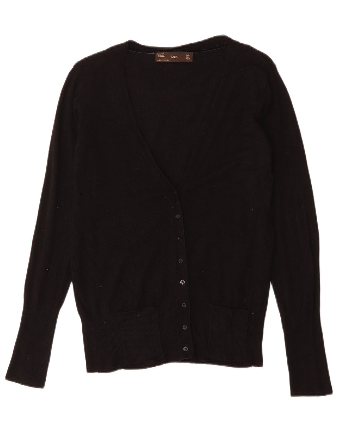 Zara Cardigan Femme Pull UK 12 Medium Noir