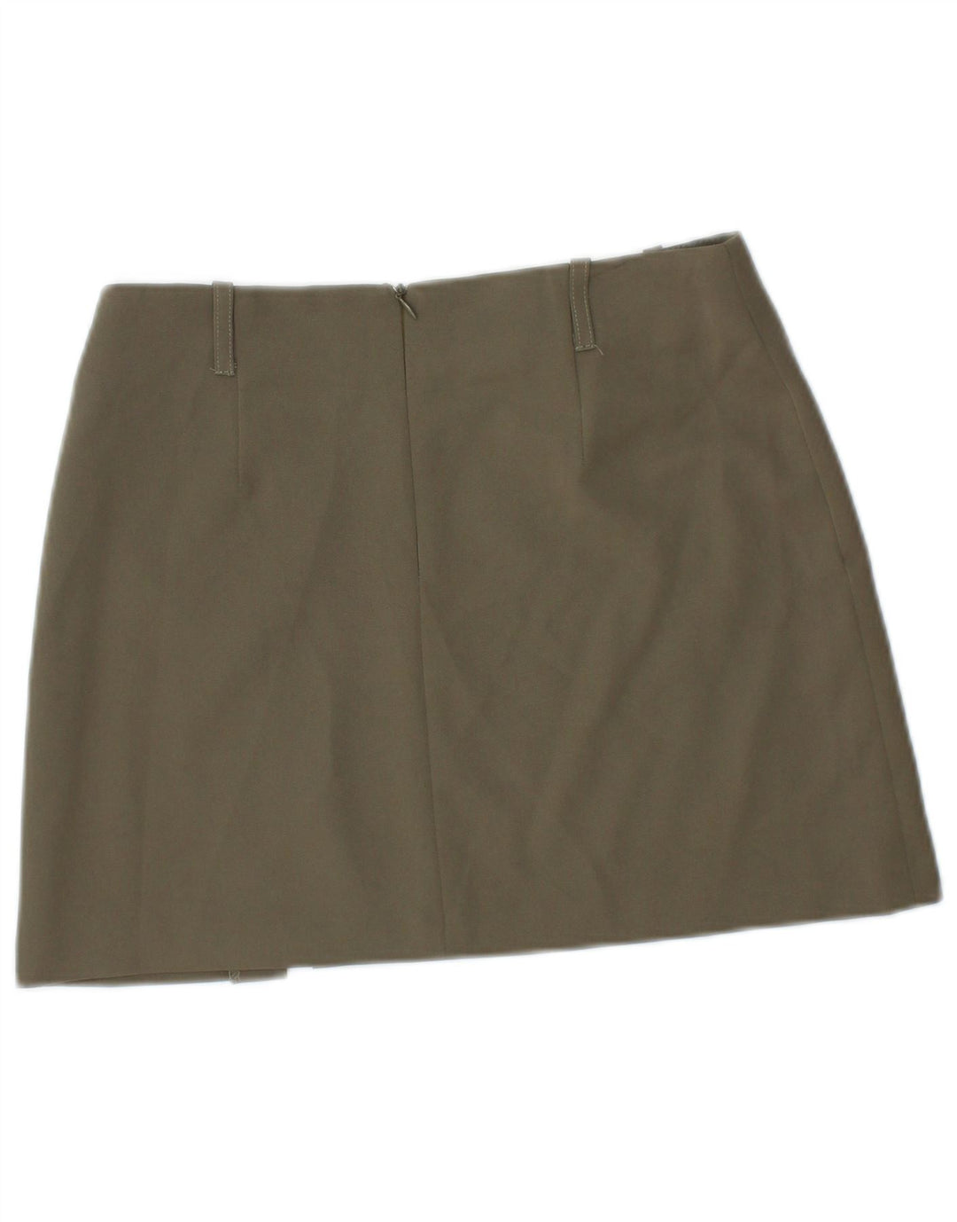 VINTAGE Femme Taille Basse Mini Jupe IT 40 Petit W28 Kaki Polyester