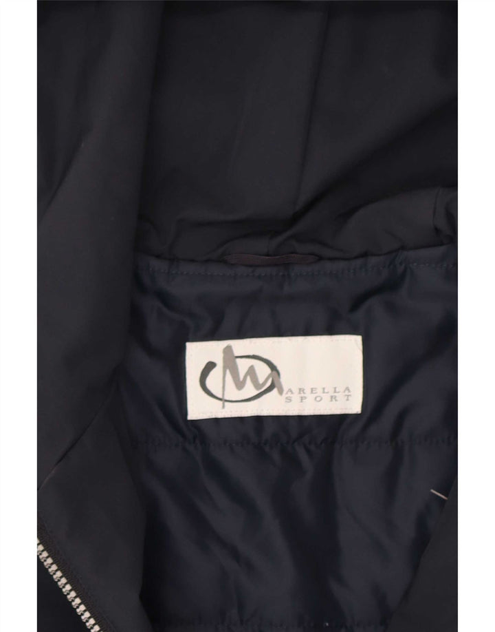 Marella Veste coupe-vent à capuche pour femme UK 12 Bleu marine moyen Polyester