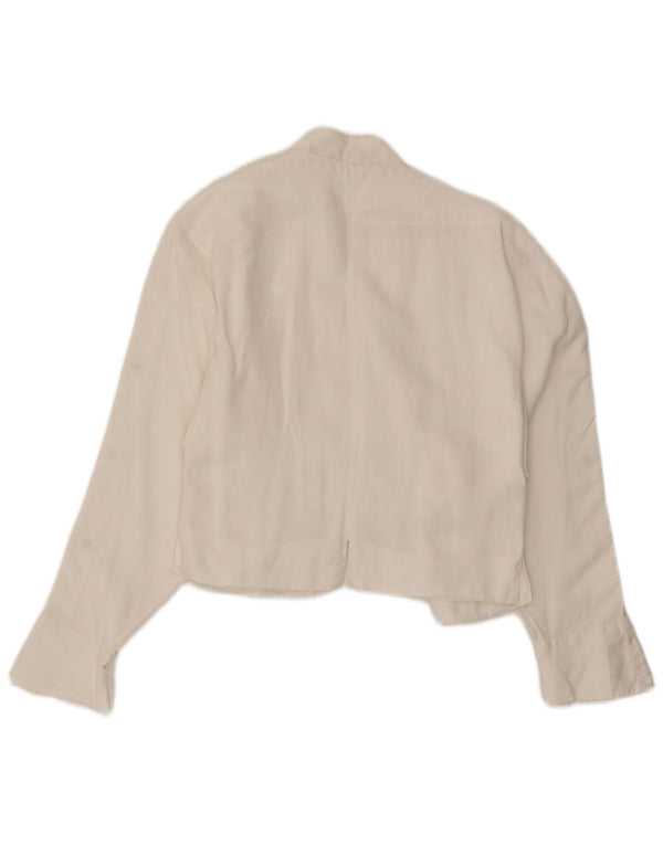 Claude Montana Veste blazer courte pour femme UK 12 Lin blanc moyen