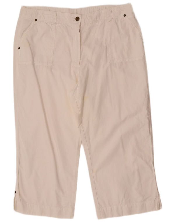 Marks & Spencer Pantalon capri taille haute pour femme UK 18 XL W34 L22 Blanc