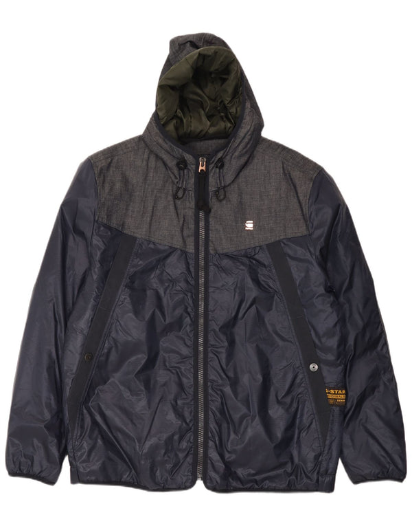 G-Star Veste coupe-vent à capuche pour homme UK 44 2XL Bleu marine Colourblock